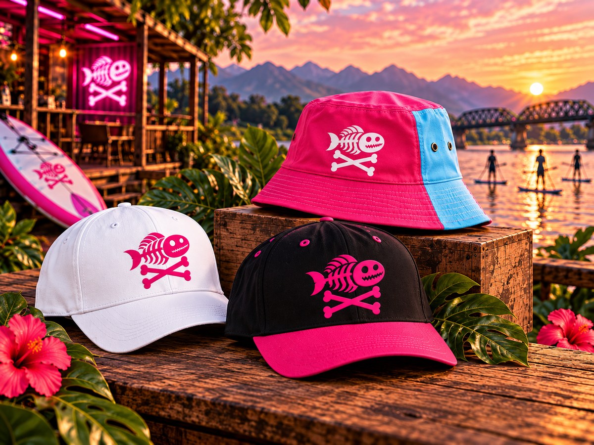 SEDS River Club hats — bucket and baseball caps