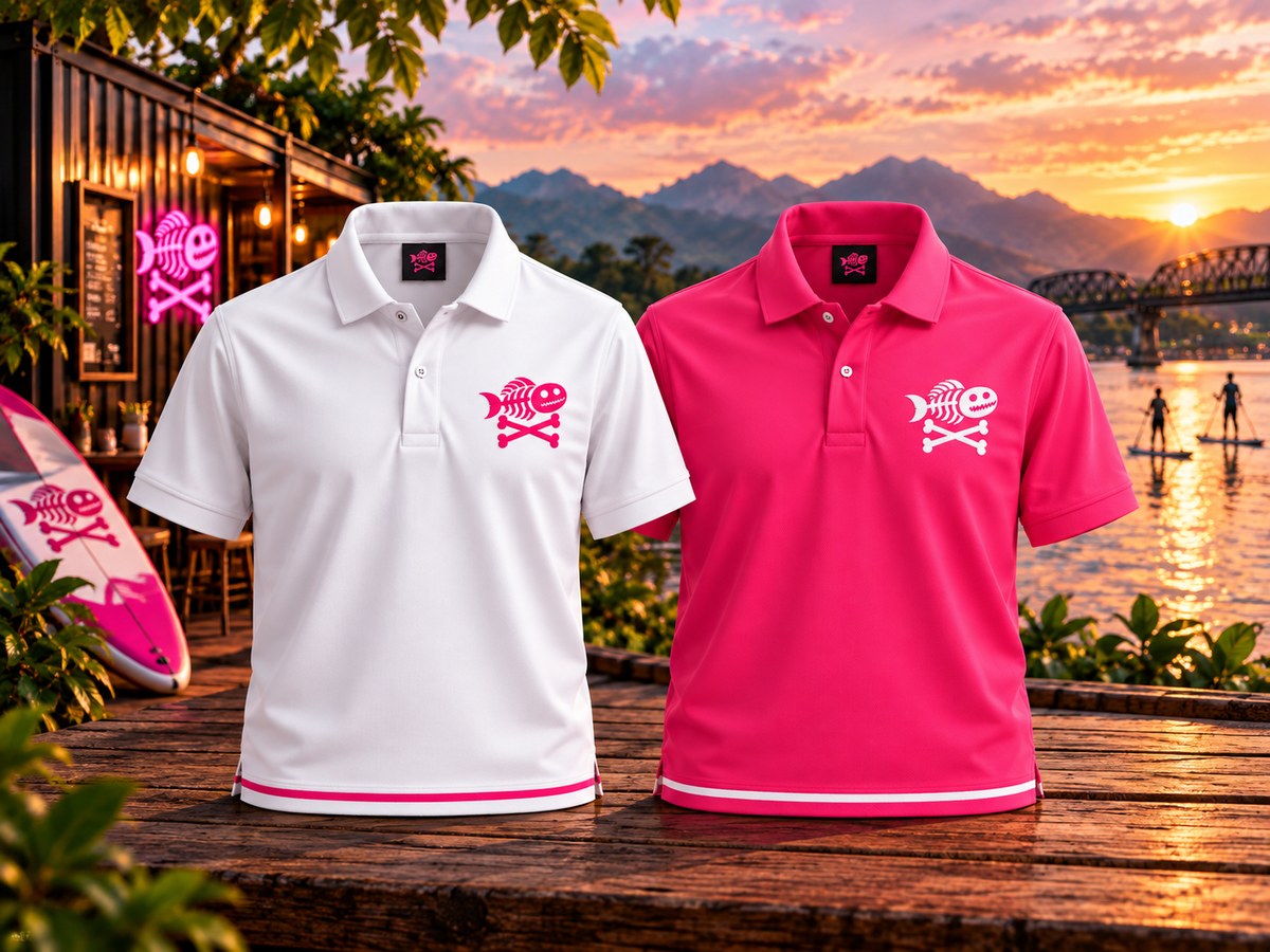 SEDS River Club polo shirt in pink and white